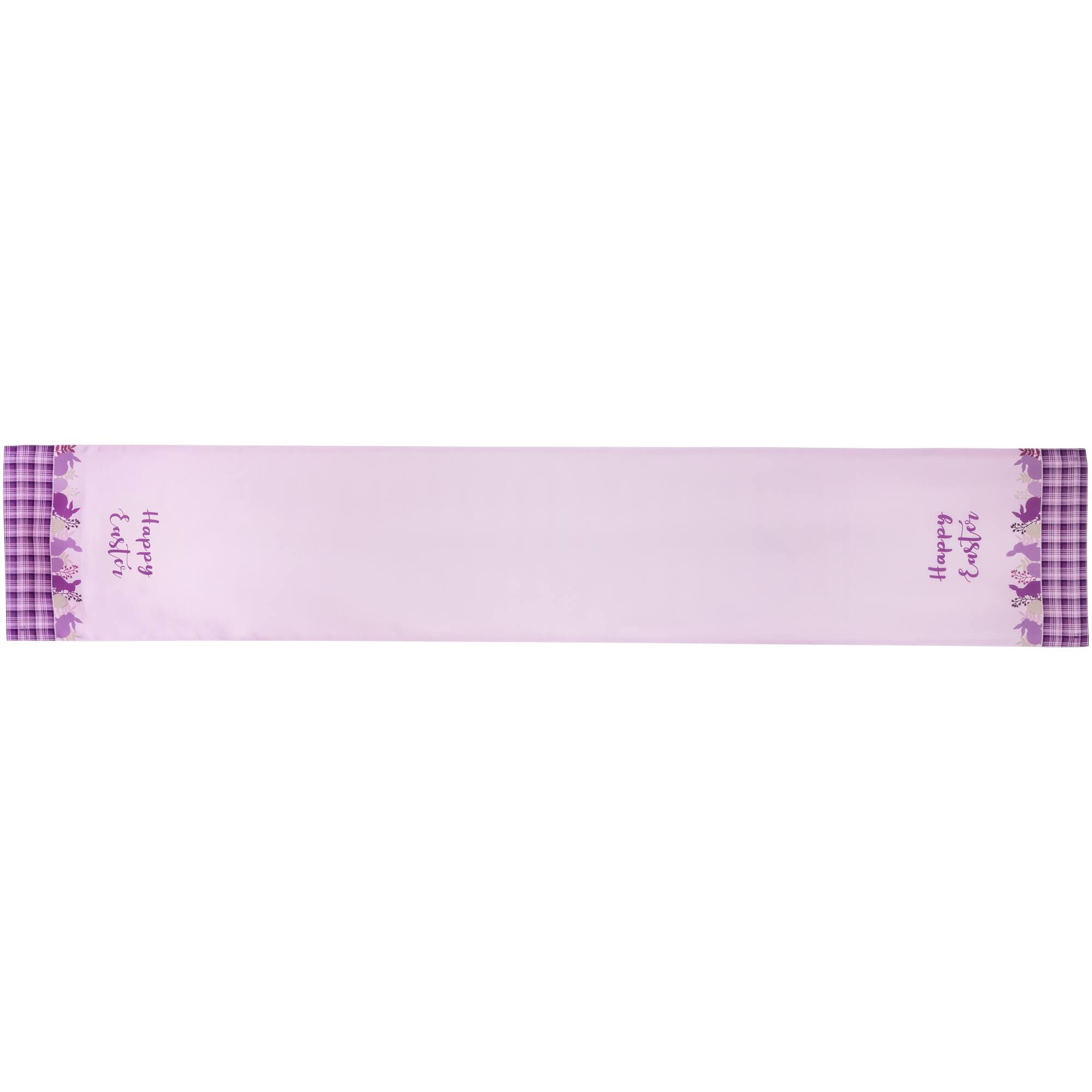 72" Pastel Purple Happy Easter Plaid Table Runner
